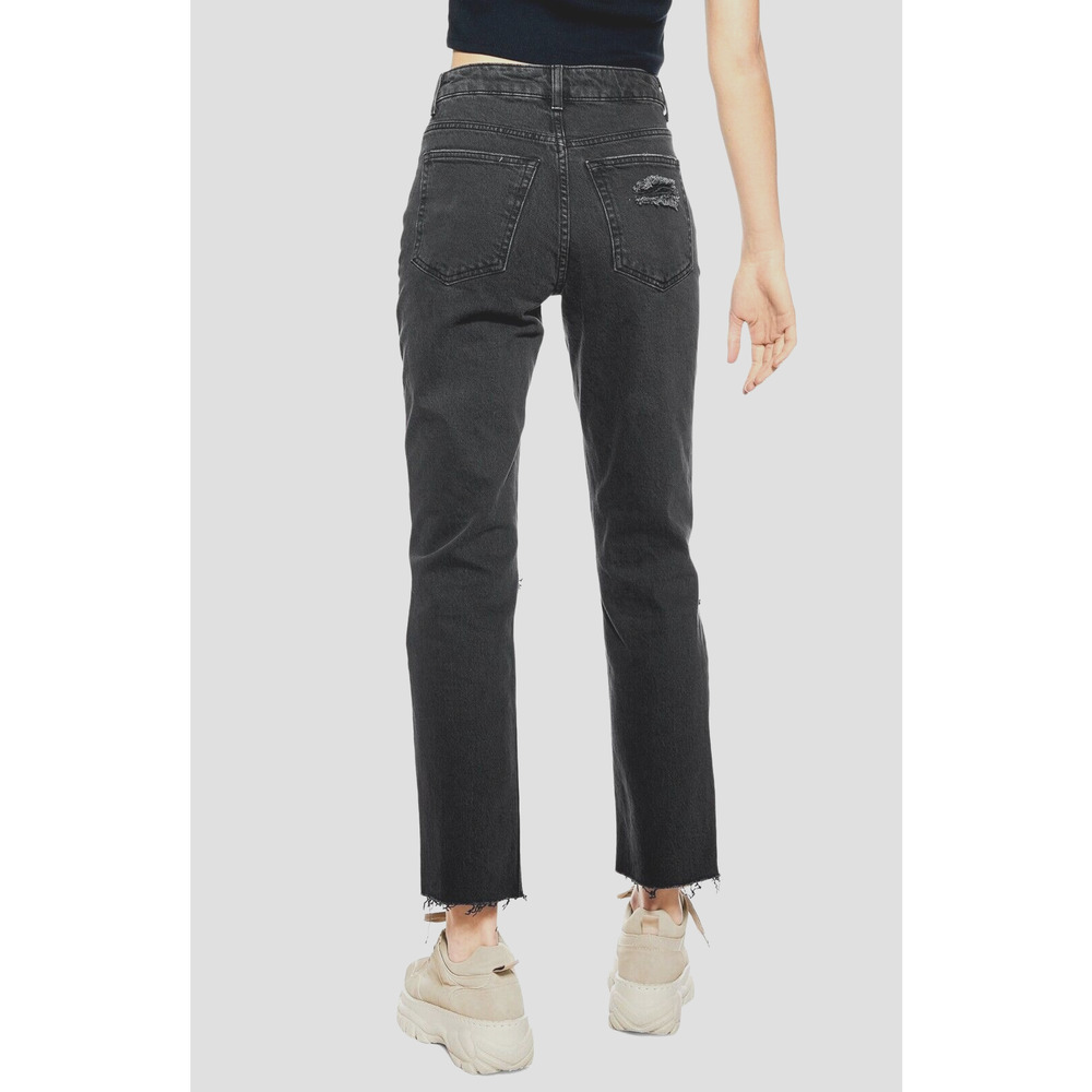 Topshop Ripped Destroyed Faded Black Straight Leg Jeans - Picture 2 of 9